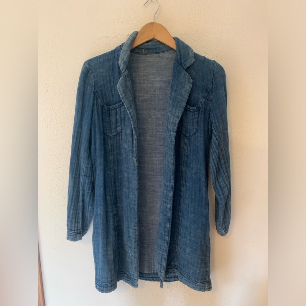 Handmade soft gauzy chambray jacket tunic